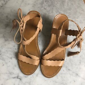 Zimmermann Tan Scalloped Leather Lace-Up Sandals